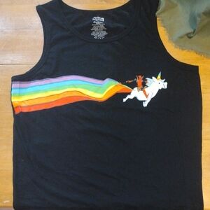 Marvel Deadpool Black Tank Top with Retro Rainbow Graphic